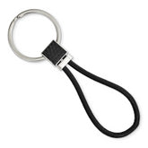 Chisel Stainless Steel Polished Black IP-plated and Black Leather Key Ring